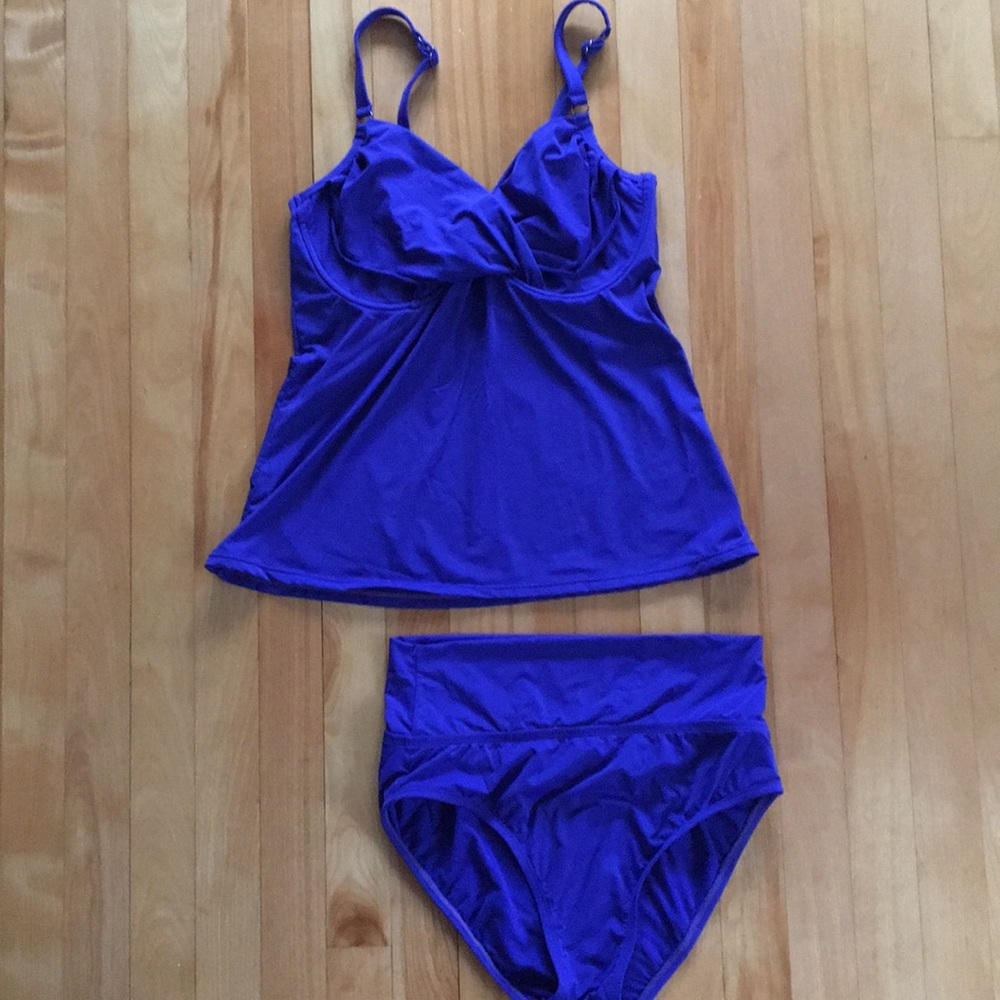 Blue tankini bathing suit